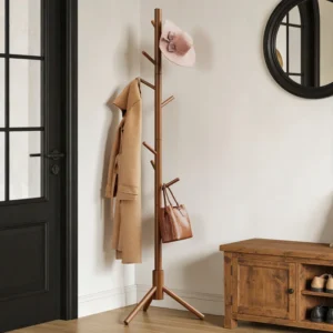 Adosinda Freestanding Coat Rack,Sturdy Wooden Coat Stand, 8- Hook Coat Rack,3 Height Options,Used in Bedroom,Hallway and Entryway,for Storing Coats, Hats,Bags,Umbrella Stand and Coat Hooks