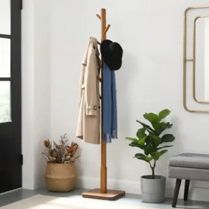 Trikomou Solid Wood 8-Hook Freestanding Coat Rack